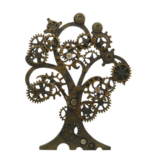 Steampunk Tree of Life wall hanging with cogs and gears for leaves on the faux-metal branches