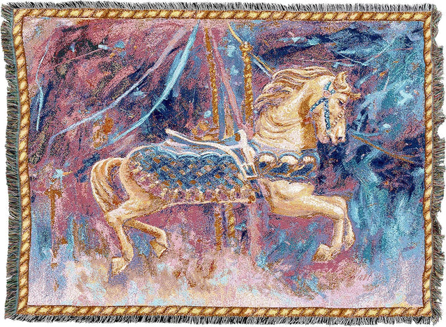 Tapestry blanket of a carousel horse