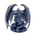 Dragon figurine by Anne Stokes, grey-blue dragon crouched on rocks