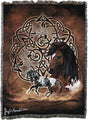 Tapestry blanket with Celtic knotwork and horses