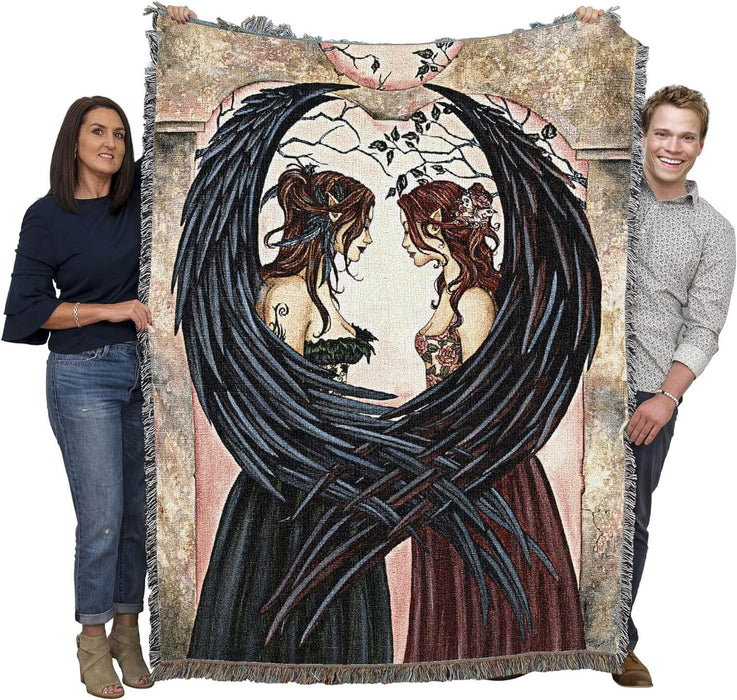 Fairy tapestry held by two adults to show large size