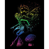 Finished art of engraving kit featuring fairy in rainbow colors