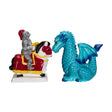Salt and pepper shakers shaped like a knight on horseback and a blue dragon