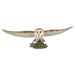 Flying barn owl figurine with brown and white feathers