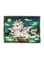 Tapestry blanket featuring a cute white dragon with colorful accents on a starry night sky backdrop