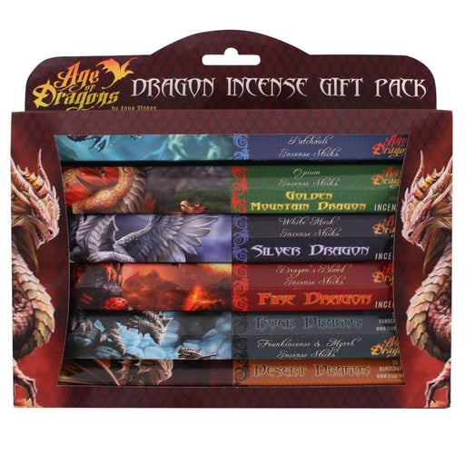 Incense Gift Pack with 6 varieties (Water, Golden Mountain, Silver, Fire, Rock, & Desert Dragons) with Anne Stokes artwork
