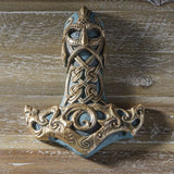 Wall mounted plaque of Norse god Thor's hammer, Mjolnir