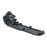 Incense burner in faux stone with Medusa snake-haired head