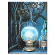 Canvas art print by Lisa Parker of black cat with crystal ball and potions