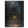 Canvas print, art by Lisa Parker, black cat sitting on locked box with key labeled "Pandora"