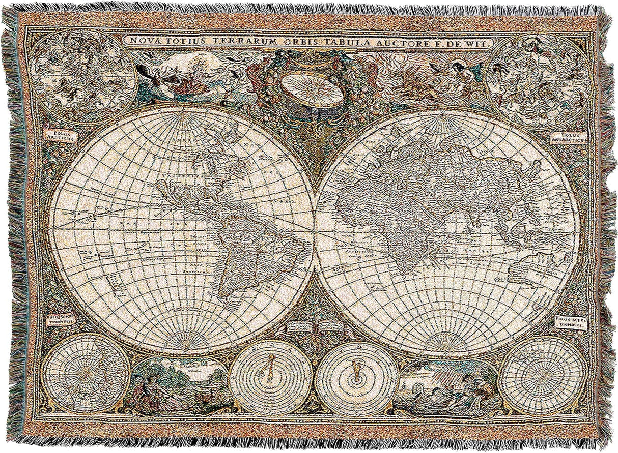 Tapestry blanket of antique map