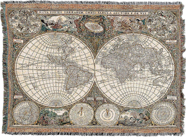 Tapestry blanket of antique map