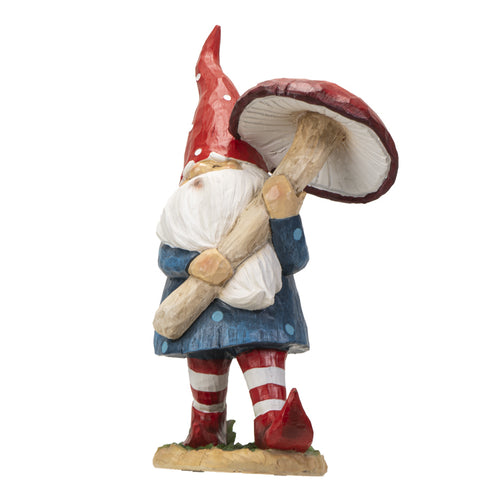 Gnome with Mushroom Figurine