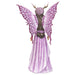Fairy figurine in pink with braided hair and flower petal wings, shown from the back