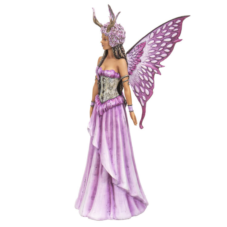 Fairy figurine in pink with braided hair and flower petal wings