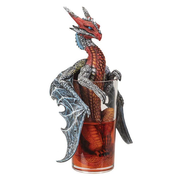 Long Island Ice Tea dragon in silver and copper colors in a fake glass of transparent resin tea