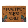 Doormat featuring the phrase "Positive Vibes Only" with crystals to either side