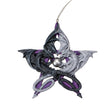 Ornament - Black and white dragon with silver orb against a purple pentacle 