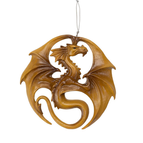 Ornament with golden dragon in a circular design