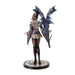Back view - Figurine by Anne Stokes - woman in short dress, leggings & tall boots training a blue dragon
