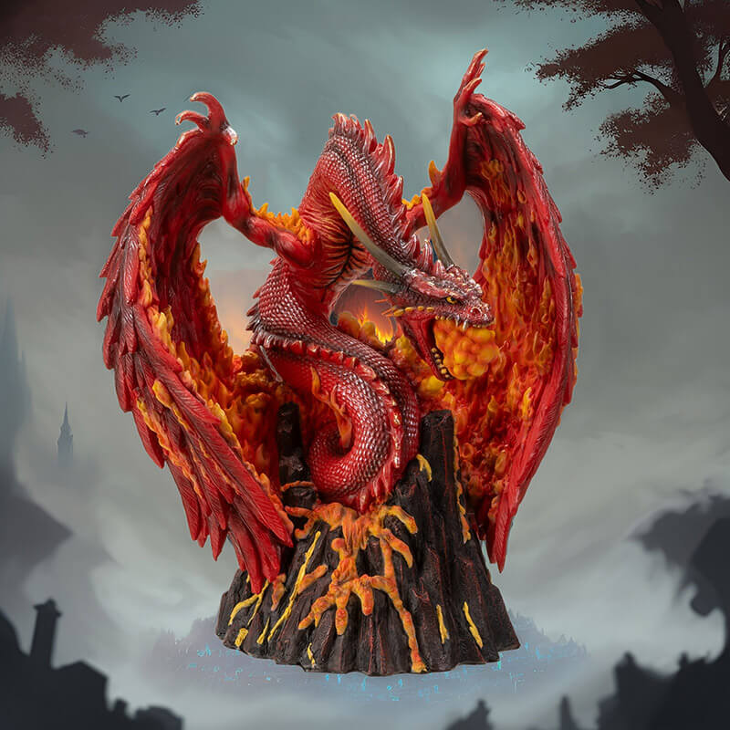 Asher Fire Dragon Figurine by Derek W Frost - Fantasy Gifts