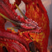 Closeup of red dragon breathing fire