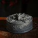Faux-stone grey trinket box with pentacle, dragon, and Celtic knot designs