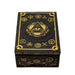 Trinket box in black and gold with Eye of Providence design and arcane symbols
