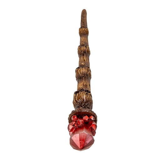 Magic wand with brown skull staff and faux red crystal topper