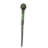 Magic wand, black with green accents - swirls and pentacle