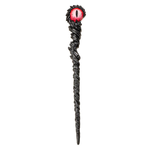 Magic wand with black staff and red dragon eye at the top.
