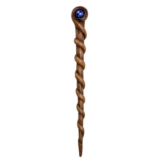 Magic wand with swirling faux-wood staff and blue orb at the top