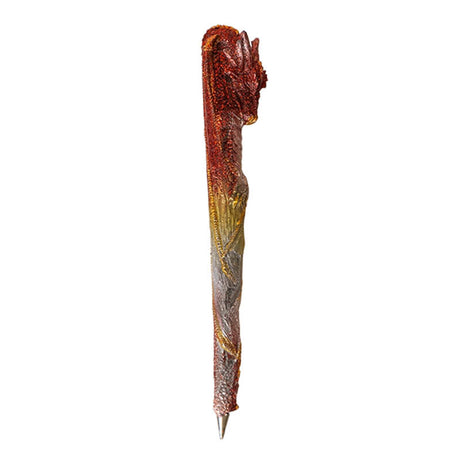 Writing pen shaped like a sparkly red and gold dragon