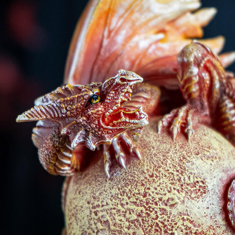 Closeup of dragon's snarling red face