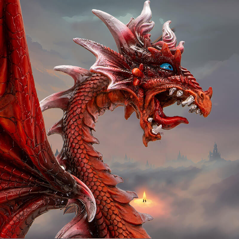 Large Standing Red Dragon Figurine - Fantasy Gifts & Collectibles