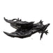 Large black dragon figurine with detailed scales, standing with mouth shut, tail curled. Top down view