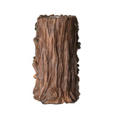 Greenback backflow incense burner, shaped like a tree trunk with mushrooms and leaves, back view