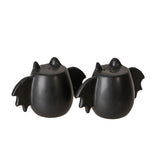 Black ceramic bat shaped salt & pepper shakers