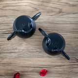 Black ceramic bat shaped salt & pepper shakers