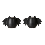 Black ceramic bat shaped salt & pepper shakers