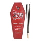 Incense sticks (30) and black coffin-shaped holder, Vampire Blood scent