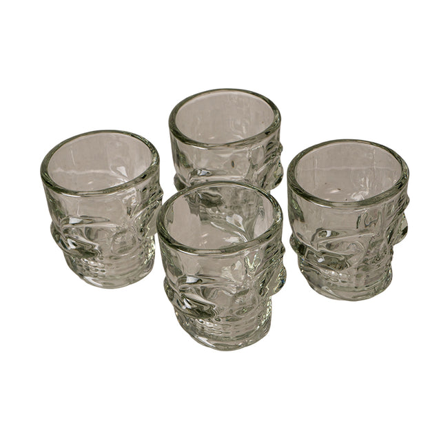 Set of 4 glass skull shot glasses