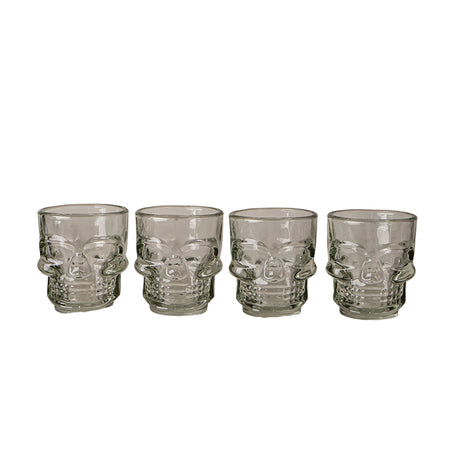 Set of 4 glass skull shot glasses