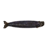 Mermaid incense holder with purple scales and metallic bronze body. Shown top down