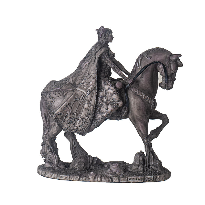 Figurine of goddess Rhiannon on a horse with elaborate decorations