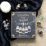 Crystals for spells gift set of 12 glass bottles with crystal chips