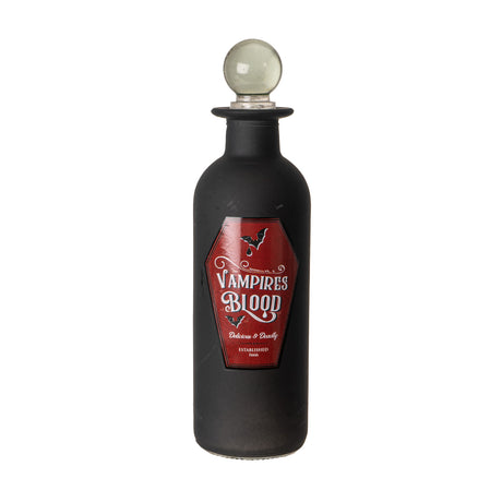 Black glass bottle with Vampires Blood label