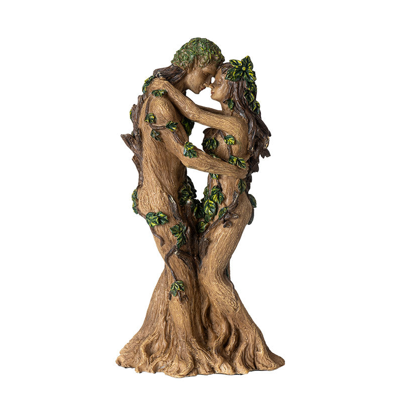 Figurine of two ents embracing, tree people with vines