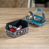 Mermaid trinket box with a decorative gothic base shown open