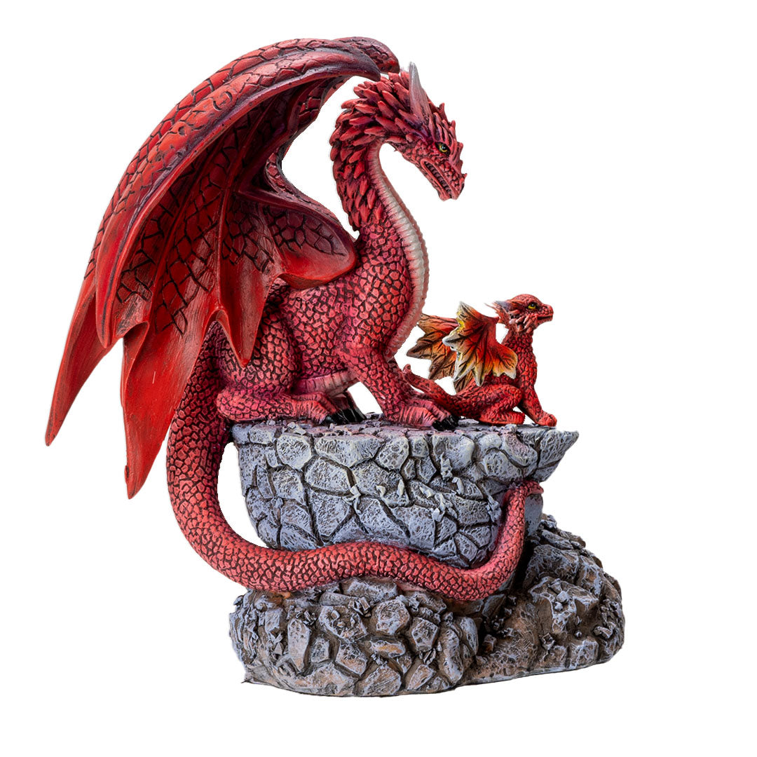 Fire Dragon with Hatchling Figurine - Fantasy Collectibles & Gifts